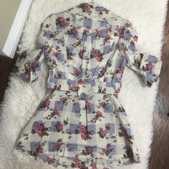 Floral checkered lightweight jacket waist tie - Picture 5 of 8